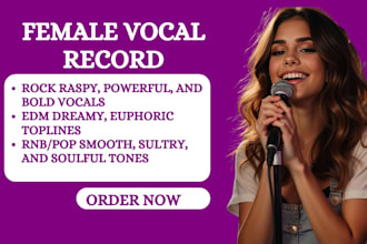 be your versatile female singer for edm, rock, gospel christian song , pop