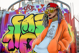draw any graffiti mural wall art or pop art