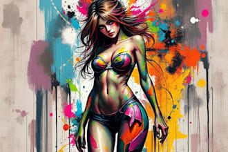 create digital oil abstract art and graffiti abstract