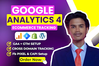 set up ga4, GTM, facebook pixel, and ecommerce tracking