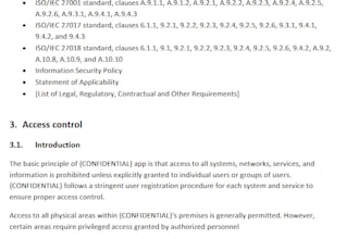 draft security policies and documentation in compliance with iso 27001