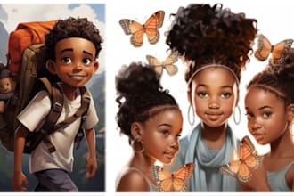 create awesome african american children story book illustrations