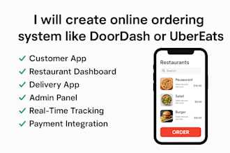 create a custom online food ordering system like doordash or ubereat