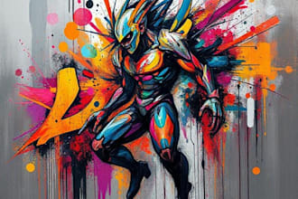 create digital oil abstract art and graffiti abstract