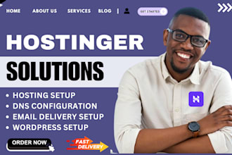 setup hostinger hosting,dns configuration, email delivery setup, wordpress setup