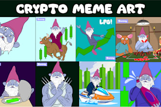 design crypto meme art, memes posts for meme coin for social media