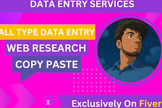 data entry, web research, convert pdf to word, ms excel data entry