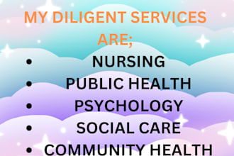 do research tasks on healthcare, public health, nursing, and social care