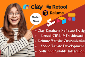 build relume, clay, ycode, retool, and noloco websites, softr client portal