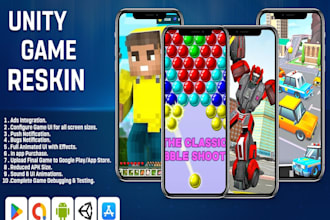 reskin unity game , integrate third parties and fix issues