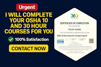 tutor osha 10,30 hour for construction industry within your budget