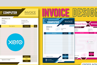 design invoice, invoice template, envelop design, xero, order form and excel