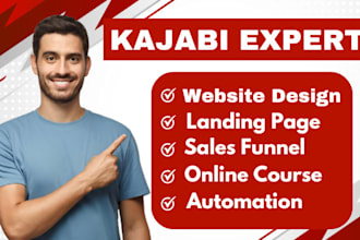 be your kajabi expert for kajabi website,kajabi landing page,online course setup