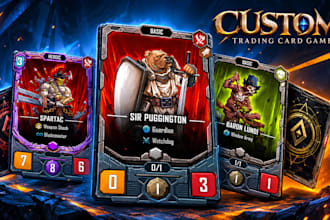 design unique fantasy card game illustration design with tcg mtg magic card box
