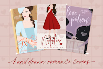 create an illustrated vector romance book cover