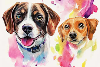 paint dog, cat or any pet portrait using watercolor
