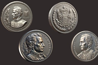 create 3d coin model bas relief medallion challenge coin crypto coin cnc design
