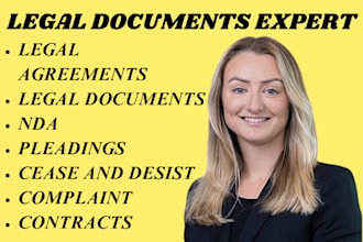 be your civil lawyer and draft agreements, demand letter, and legal documents