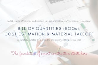 do detailed boq, material takeoff, and cost estimation for construction trades