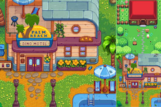 do top down pixel art tile set rpg game assets tile map sprites sprite sheet