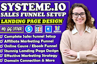 create systeme io sales funnel, landing page in systeme io, gohighlevel, kajabi