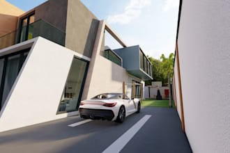 turn bird view into 3d house, villa, flat interior, exterior design,2d to 3d,cad
