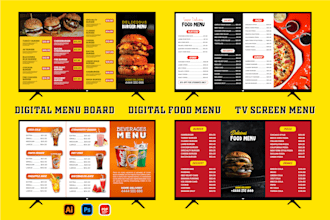 design modern digital menu board TV screen menu food menu cafe restaurant menu