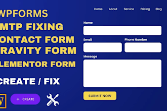 create or fix contact form7,wpforms, elementor form and smtp