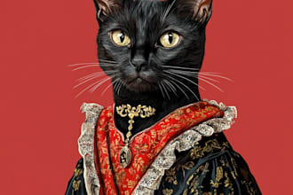 design your cat, dog, any pet into cartoon vector portrait