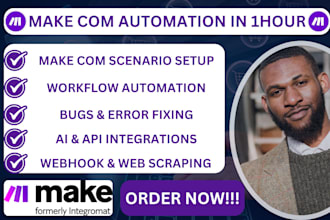 setup make com automation, fix made com error, integromat, make scenario, openai