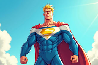 draw a male superhero cartoon character