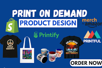design print on demand t shirt, tote bag, for etsy amazon merch with printify