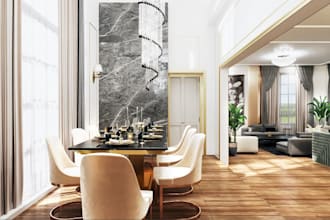 render 3d minimal luxurious villa, apartment interior, bedroom, renovation