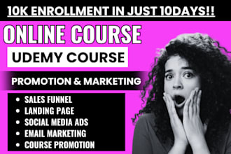 do online course promotion, udemy course thinkific course marketing sales funnel