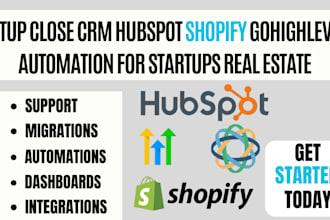setup close crm hubspot automation for startups real estate shopify gohighlevel