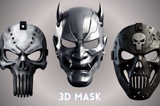 custom 3d mask helmet printable cosplay model, 3d helmet mask, cosplay mask
