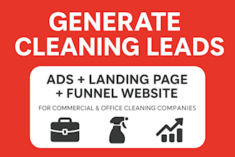generate commercial cleaning leads ads cleaning landing page and funnel website