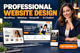 design 501c3 website, webshop, deutsch website, ai chatbot site bluehost website