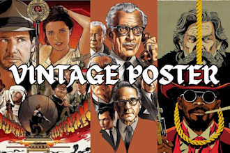 design retro vintage poster for movie event vintage comic vintage art pop art