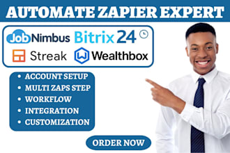 do zapier 17hats jobnimbus zoho bigin bitrix24 wealthbox streakcrm automation va
