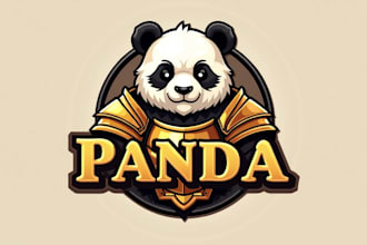 design awesome gold armor panda logo within two days
