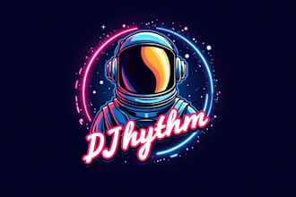 make awesome astronaut dj rhythm logo with free vector file
