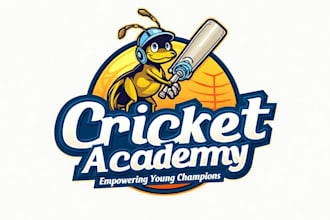 create amazing cricket academy logo for your company