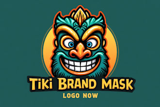design creative tiki mask logo for your business
