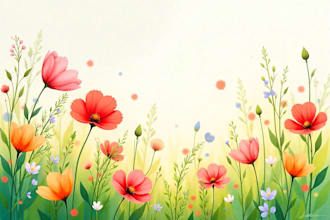 paint watercolor botanical illustration of flowers, plants, fruits