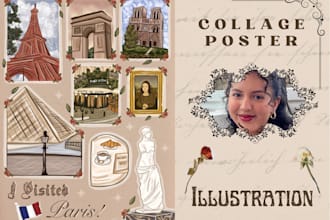 design a collage poster in vintage style for your project