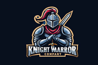 design knight warrior helmet  mascot logo with satisfaction guaranteed