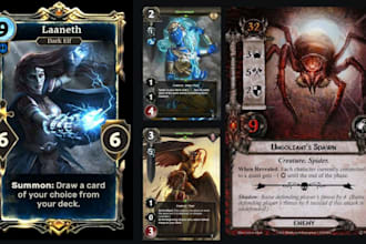 custom card game illustration tcg template or frame board game card mockup box