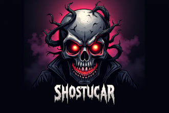make high quality skull horror logo with a free source file