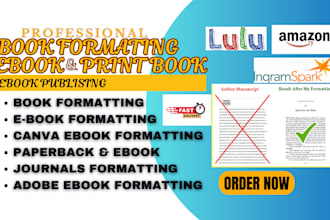 ebook formatting layout design cover paperback amazon kdp journal book marketing